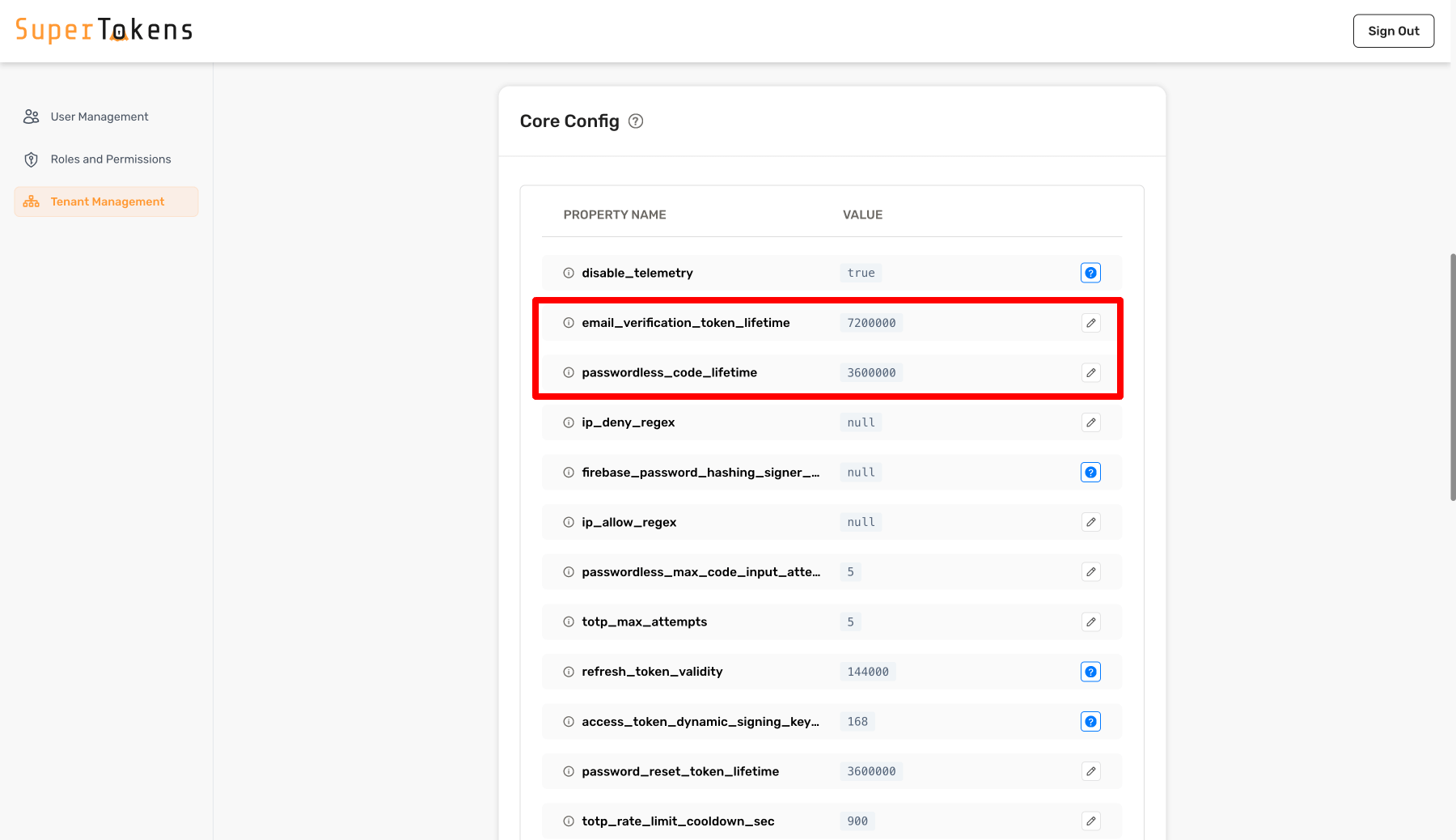 Custom tenant configuration