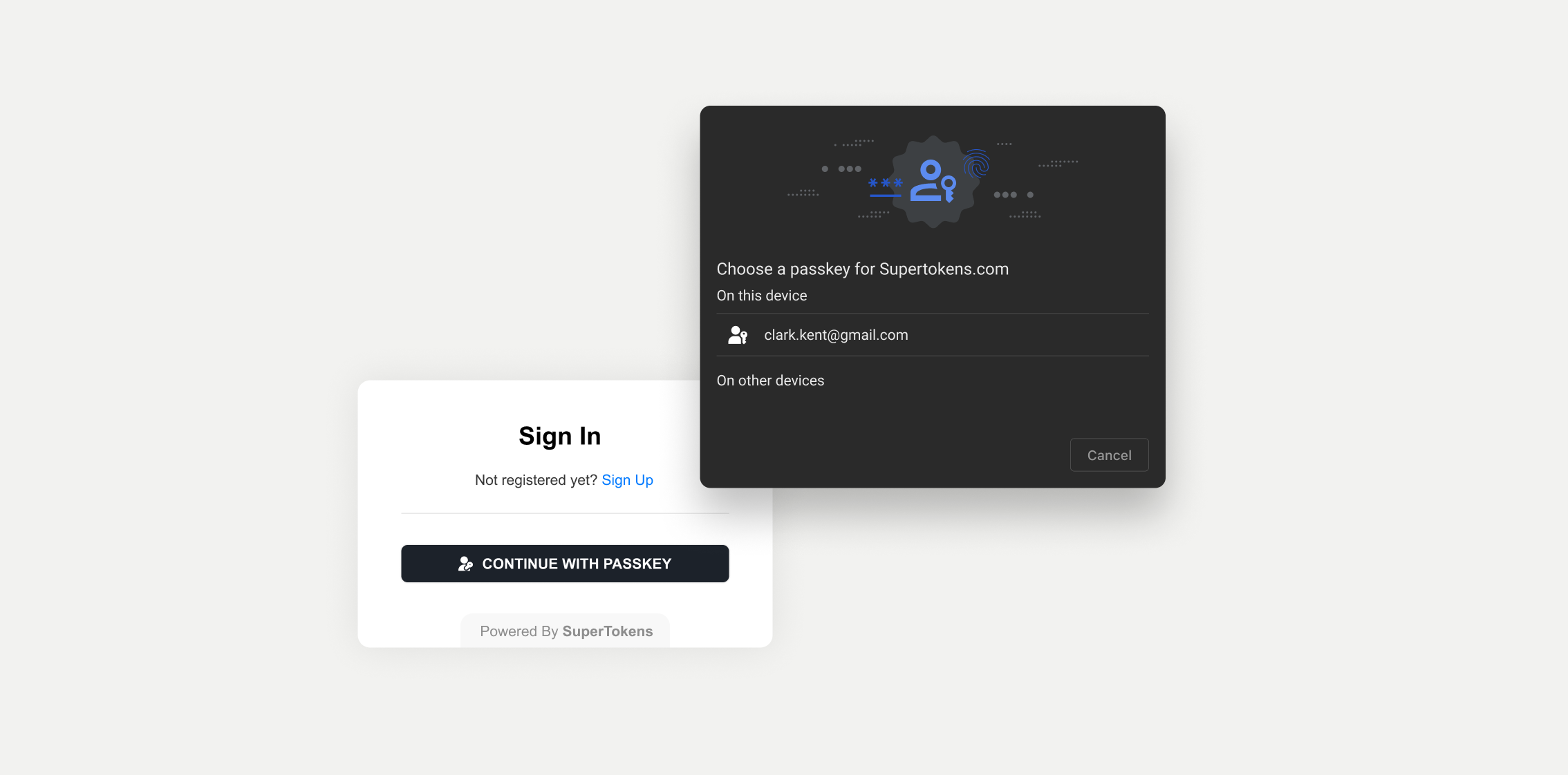 Sign in form UI for passkeys login